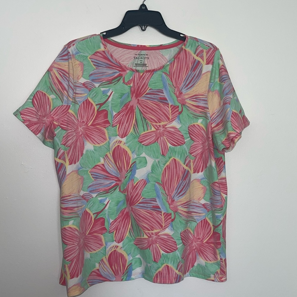Talbots Tee Shirt Floral "The Talbots Tee" Plus Size 2X